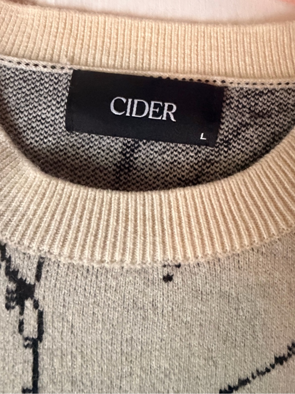 Cider Cream & Black Scenic Crewneck Sweater for Women - Picture 3 of 4